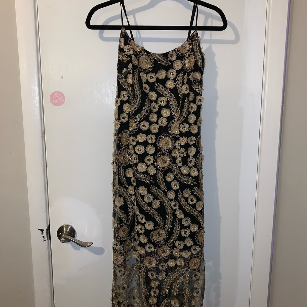 Black homecoming dress with flowers